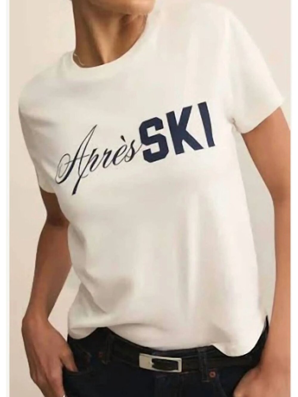 NWT Z Supply Pray for Snow Tourist Tee Apres Ski White Cotton Size L $78 [jb]